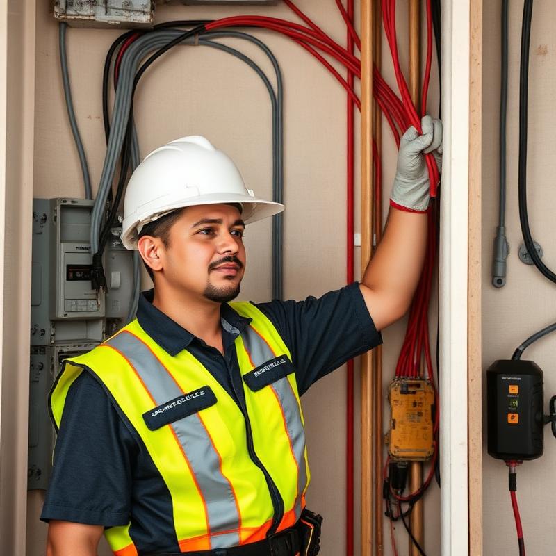 Técnico eléctrico trabajando
